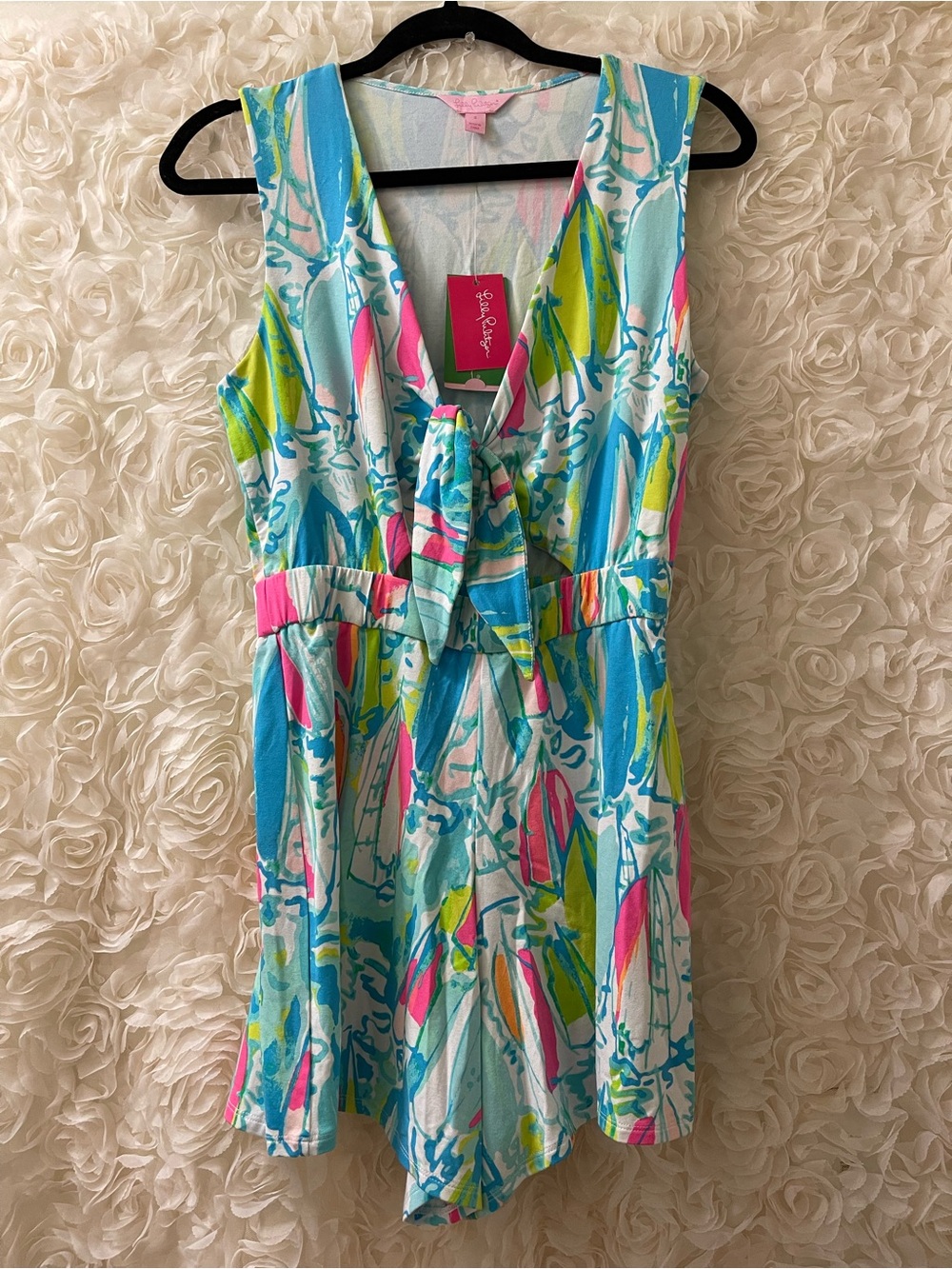 Lilly Pulitzer Greer Romper NWT Size S Tie Front Cutout - Picture 3 of 6